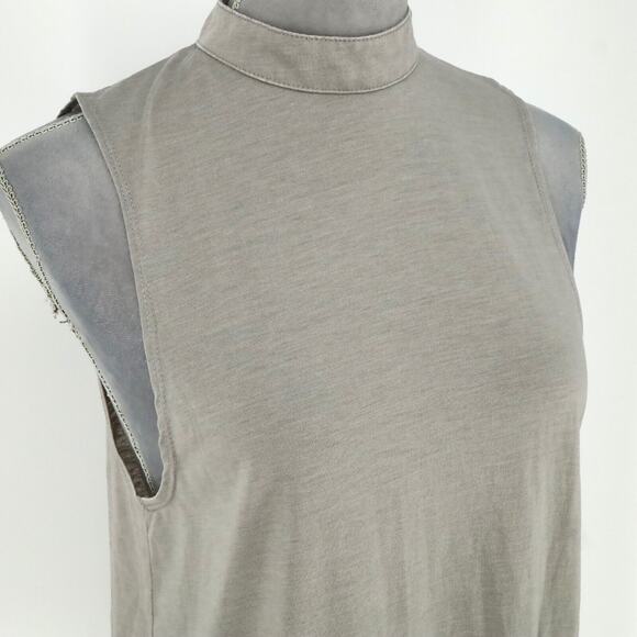 Chaser Top Womens Medium Gray Blouse Stretch Knit Open Back Sleeveless New - Picture 7 of 14
